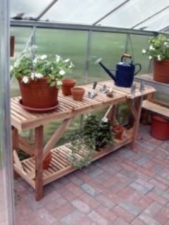 Juliana 5 ft Cedar Greenhouse Bench Potting Table Staging