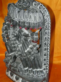 Hindu Goddess Kali Standing on body of Shiva Black Stone Statue 16