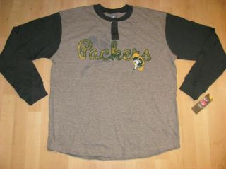 Green Bay Packers Long Sleeve Shirt Knit 2 Button Mens XL New NFL Team