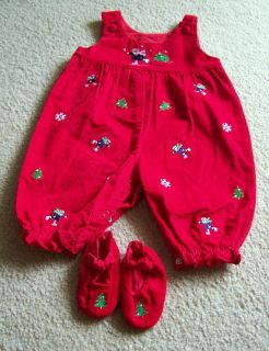 Goodlad Christmas Holiday Red Corduroy Pants Overalls Booties Size 3 6