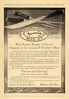 1910 Ad Lamson Goodnow Anchor Brand Knife Carve Cutlery   ORIGINAL