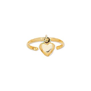 Adjustable Puffed Heart Toe Ring 14k Yellow Gold 