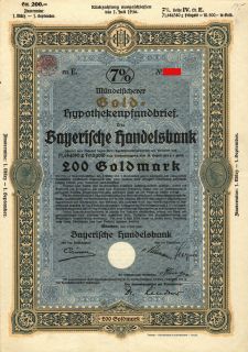 Germany Bavaria 7 Goldbond of 200 Goldmark 71 68g Finegold uncancelled