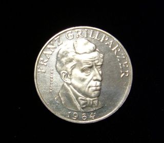 Austria 1964 25 Schilling Coin Silver PF Grillparzer