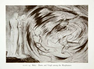 1946 Print Dante Virgil Blasphemers William Blake Mythology Fantasy