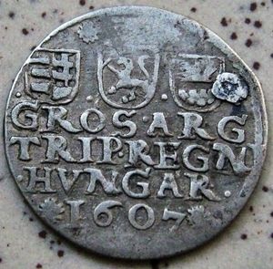   Hungary 1607 Prince Stephen Bocskai 3 GROSZ GROSCHEN Silver RARE