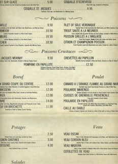 Le Grenier French Restaurant Menu Vineyard Haven Massachusetts 1970S