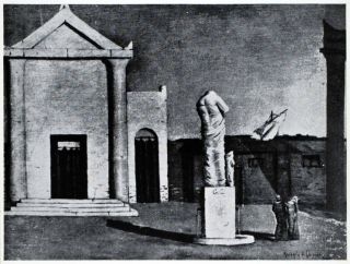 1941 Print Giorgio de Chirico Figure Statue Sculpture Enigma Autumn