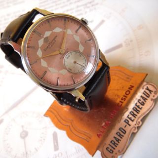 Vintage Swiss Made Girard Perregaux Mens Watch 1940s 2 Tone Dial 17