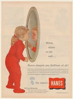 1954 Hanes Sleeper Little Girl Mirror Mirror on The Wall Print Ad