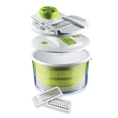 use this 4 in 1 handy helper to spin slice serve and store veggies and