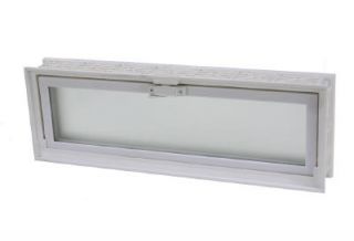 Hopper Vent Window 24 in x 8 in White with Screen and Dual Glass