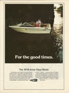 1978 Arrow Glass Boats Color Ad The Arrow Glass 20 Siesta
