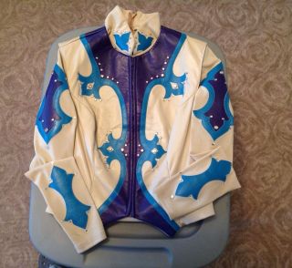Beautiful Tan Purple Teal Hobby Horse Vest And Equitation Shirt Set