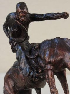 Frederic Remington The Cowboy Bronze Sculpture on Marble Base