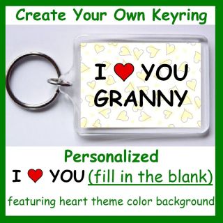 Personalized I Heart Love You Two Sided Keyring Keychain Key Fob Bag