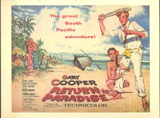 Gary Cooper Roberta Haynes in Return to Paradise Movie Ad 1953