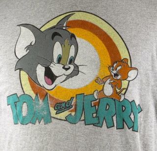 Tom and Jerry Hanna Barbera Cat and Mouse Cartoon Mens T Shirt Large