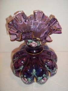 RARE 1942 Fenton Glass 8 Mulberry Melon Vase Charleton Decor Abels