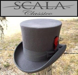 NEW Scala Grey MAD HATTER Victorian Dickens Tuxedo Dress TOP HAT