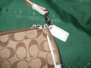 khaki BROWN Cream Leather 10x5 Small COACH PURSE & Dust bag TAG