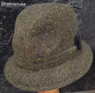 New Irish Walking Hat Donegal Tweed Walker Dark Olive Green Jonathan