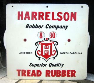 Harrelson Rubber Company Ashboro North Carolina Metal Time Sign Tire