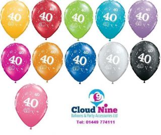  Qualatex 11 Helium Quality 40th Birthday Party Balloons Age 40