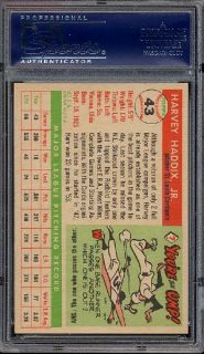1955 Topps 43 Harvey Haddix Nicely Center High End Example PSA 8 NM MT