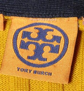 Tory Burch Goldenrod Yellow Ribbed Cotton Knit Cozy Cardigan Sweater