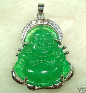 Chinese Green Jade Buddha Pendant Necklace