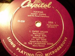 Harry Owens Hawaii H 238 10 Very RARE LP