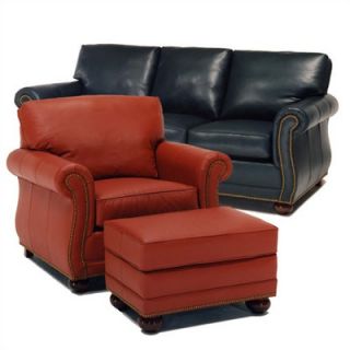 Jackson Furniture Oxford Faux Leather Sofa and Chair Set in Cognac