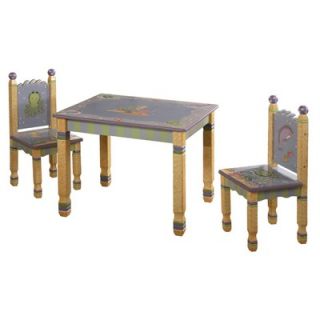 GreenTown Tot Pod Octagon Tabletop and 2 Chairs Set in Red