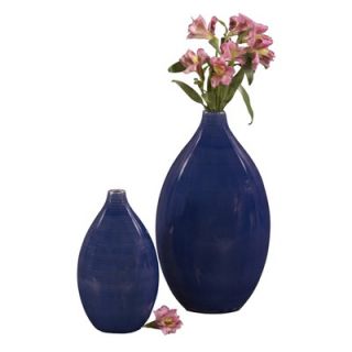 Howard Elliott Ceramic 10 and 8 Tall Vase Cobalt Blue Glaze (Set of