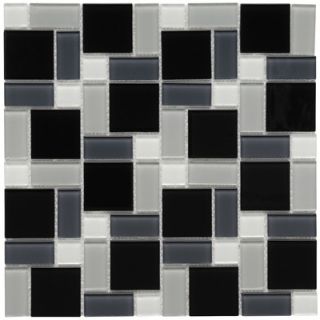 EliteTile Ambit 11 3/4 x 11 3/4 Glass Block Mosaic in White and
