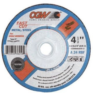 CGW Abrasives Fast Cut   Type 27 Depressed Center Wheels   7 x 1/4 x 5