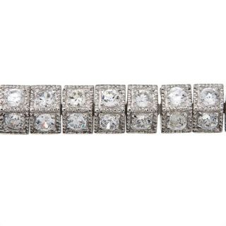 CZ Collections Round Diamond (.925) Sterling Silver Double Row Tennis