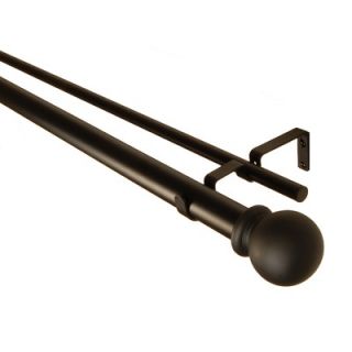 BCL Drapery Hardware Classic Ball 1.25 Double Curtain Rod in Black