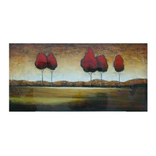 Crestview Red Trees in the Distance Oil Painting   30 x 60