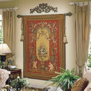 Tapestries, Ltd. Handwoven Red Cherubs Floral Tapestry   6625 / 92