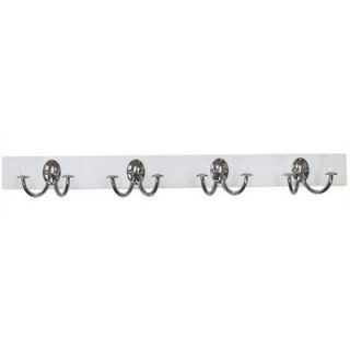 Spectrum Diversified White Wood and Chrome 4 Hook Coat Rack