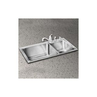 Elkay 22x37 Gourmet 3 Hole Self Rimming Double Bowl Kitchen Sink
