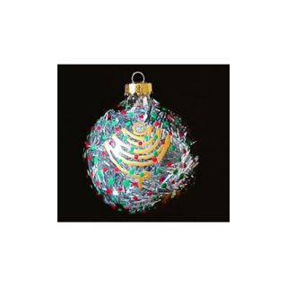 Christmas Trees Design Hand Painted Heavy Glass Ornament