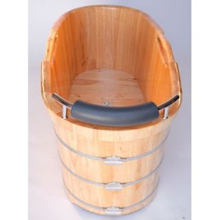 Alfi Brand 61 Free Standing Oak Wood Bath with Cushion Headrest