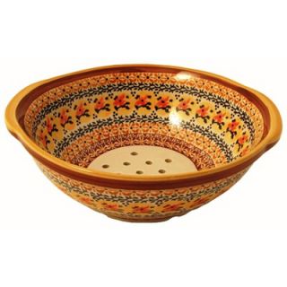 Polish Pottery 10 Berry Bowl / Strainer   Pattern DU70   1183 DU70