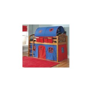 Mansfield Junior Twin Low Loft Bed with Built In Ladder and Tent