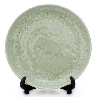  Asian Dynasty Plate with Stand in Natural Parchment   82 8273 48