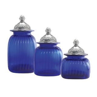Canisters 3 Piece Set with Mayfair Lid in Cobalt Blue