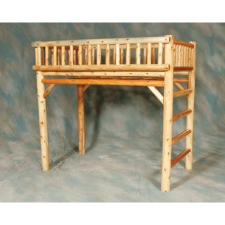 Moon Valley Rustic Twin Loft Bed with Built In Ladder